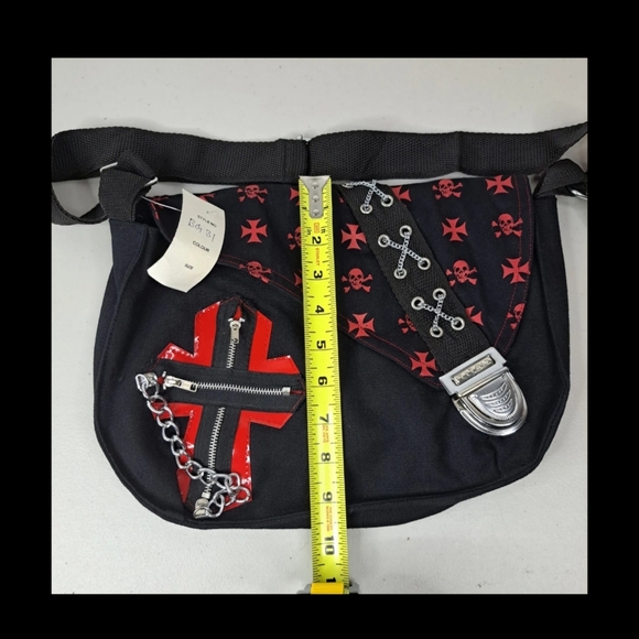 |vtg| Dead Threads •DEADSTOCK• Goth Skull Corset Canvas Messenger Bag Punk Goth - Picture 5 of 6